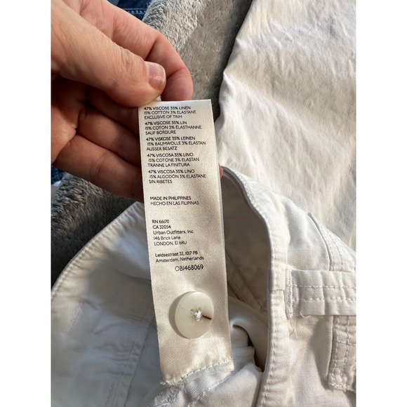 Anthropology Maeve Wide Leg Stretchy White Linen Blend Pants Womens 14 - Picture 8 of 11